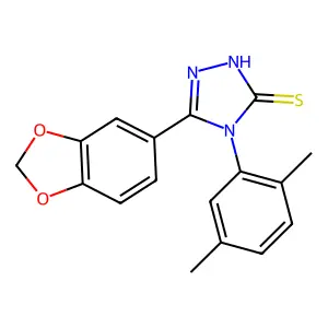 3-(1,3-benzodioxol-5-yl)-4-(2,5-dimethylphenyl)-1H-1,2,4-triazole-5-thione structure