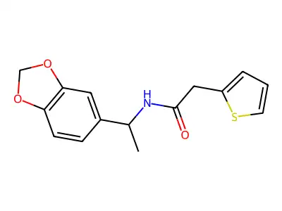 N-[1-(1,3-benzodioxol-5-yl)ethyl]-2-(2-thienyl)acetamide structure