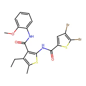 2-[(4,5-dibromothiophene-2-carbonyl)amino]-4-ethyl-N-(2-methoxyphenyl)-5-methylthiophene-3-carboxamide structure