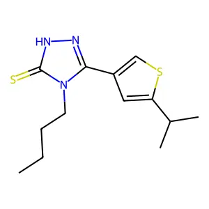 4-butyl-3-(5-propan-2-yl-3-thiophenyl)-1H-1,2,4-triazole-5-thione structure