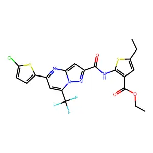ethyl 2-({[5-(5-chloro-2-thienyl)-7-(trifluoromethyl)pyrazolo[1,5-a]pyrimidin-2-yl]carbonyl}amino)-5-ethyl-3-thiophenecarboxylate structure