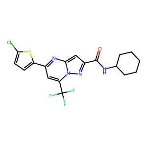 5-(5-chlorothiophen-2-yl)-N-cyclohexyl-7-(trifluoromethyl)pyrazolo[1,5-a]pyrimidine-2-carboxamide structure