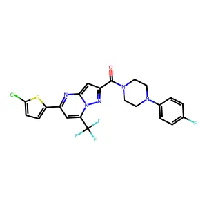 [5-(5-chlorothiophen-2-yl)-7-(trifluoromethyl)pyrazolo[1,5-a]pyrimidin-2-yl]-[4-(4-fluorophenyl)piperazin-1-yl]methanone structure