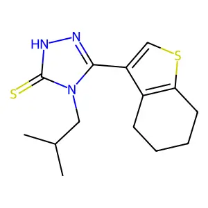 4-(2-methylpropyl)-3-(4,5,6,7-tetrahydro-1-benzothiophen-3-yl)-1H-1,2,4-triazole-5-thione structure