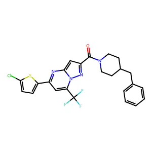 (4-benzylpiperidin-1-yl)-[5-(5-chlorothiophen-2-yl)-7-(trifluoromethyl)pyrazolo[1,5-a]pyrimidin-2-yl]methanone structure
