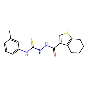 1-(3-methylphenyl)-3-(4,5,6,7-tetrahydro-1-benzothiophene-3-carbonylamino)thiourea structure