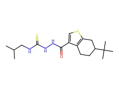 1-[(6-tert-butyl-4,5,6,7-tetrahydro-1-benzothiophene-3-carbonyl)amino]-3-(2-methylpropyl)thiourea structure