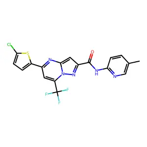 5-(5-chlorothiophen-2-yl)-N-(5-methylpyridin-2-yl)-7-(trifluoromethyl)pyrazolo[1,5-a]pyrimidine-2-carboxamide structure