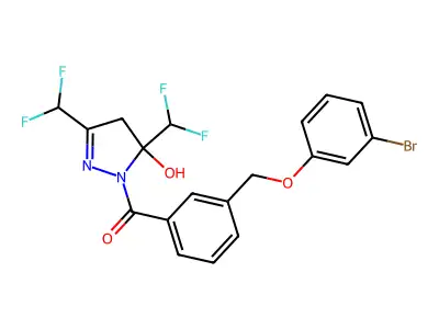 [3,5-bis(difluoromethyl)-5-hydroxy-4H-pyrazol-1-yl]-[3-[(3-bromophenoxy)methyl]phenyl]methanone structure