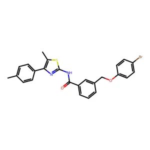 3-[(4-bromophenoxy)methyl]-N-[5-methyl-4-(4-methylphenyl)-1,3-thiazol-2-yl]benzamide structure