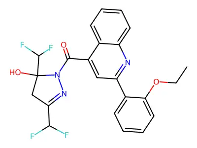 [3,5-bis(difluoromethyl)-5-hydroxy-4H-pyrazol-1-yl]-[2-(2-ethoxyphenyl)quinolin-4-yl]methanone structure