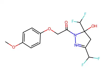 1-[3,5-bis(difluoromethyl)-5-hydroxy-4H-pyrazol-1-yl]-2-(4-methoxyphenoxy)ethanone structure