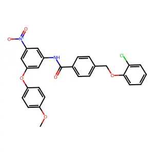 4-[(2-chlorophenoxy)methyl]-N-[3-(4-methoxyphenoxy)-5-nitrophenyl]benzamide structure