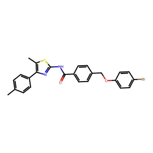 4-[(4-bromophenoxy)methyl]-N-[5-methyl-4-(4-methylphenyl)-1,3-thiazol-2-yl]benzamide structure