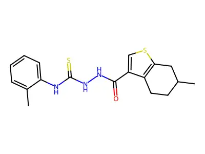 1-(2-methylphenyl)-3-[(6-methyl-4,5,6,7-tetrahydro-1-benzothiophene-3-carbonyl)amino]thiourea structure