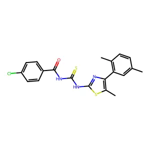4-chloro-N-[[4-(2,5-dimethylphenyl)-5-methyl-1,3-thiazol-2-yl]carbamothioyl]benzamide structure