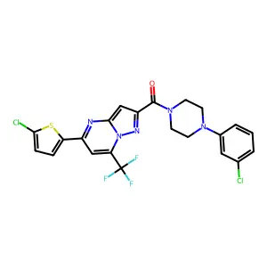 [4-(3-chlorophenyl)piperazin-1-yl]-[5-(5-chlorothiophen-2-yl)-7-(trifluoromethyl)pyrazolo[1,5-a]pyrimidin-2-yl]methanone structure