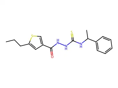 1-(1-Phenylethyl)-3-[(5-propylthiophene-3-carbonyl)amino]thiourea structure