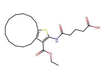 5-((3-(Ethoxycarbonyl)-5,6,7,8,9,10,11,12,13,14-decahydro-4H-cyclotrideca[b]thiophen-2-yl)amino)-5-oxopentanoic acid structure