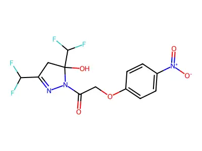 1-[3,5-bis(difluoromethyl)-5-hydroxy-4H-pyrazol-1-yl]-2-(4-nitrophenoxy)ethanone structure