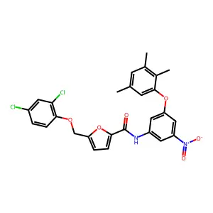 5-[(2,4-dichlorophenoxy)methyl]-N-[3-nitro-5-(2,3,5-trimethylphenoxy)phenyl]furan-2-carboxamide structure