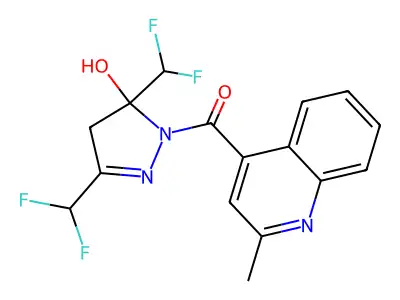 [3,5-bis(difluoromethyl)-5-hydroxy-4H-pyrazol-1-yl]-(2-methylquinolin-4-yl)methanone structure