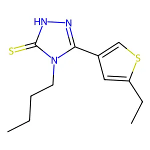 4-butyl-3-(5-ethyl-3-thiophenyl)-1H-1,2,4-triazole-5-thione structure