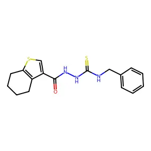 1-Benzyl-3-(4,5,6,7-tetrahydro-1-benzothiophene-3-carbonylamino)thiourea structure
