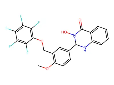 3-hydroxy-2-[4-methoxy-3-[(2,3,4,5,6-pentafluorophenoxy)methyl]phenyl]-1,2-dihydroquinazolin-4-one structure