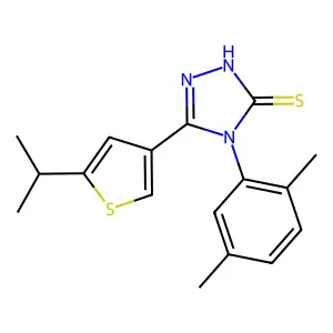 4-(2,5-dimethylphenyl)-3-(5-propan-2-ylthiophen-3-yl)-1H-1,2,4-triazole-5-thione structure