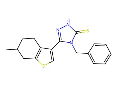 4-benzyl-3-(6-methyl-4,5,6,7-tetrahydro-1-benzothiophen-3-yl)-1H-1,2,4-triazole-5-thione structure