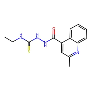 N-ethyl-2-[(2-methyl-4-quinolinyl)carbonyl]hydrazinecarbothioamide structure