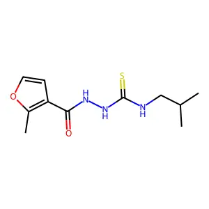 N-isobutyl-2-(2-methyl-3-furoyl)hydrazinecarbothioamide structure