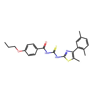 N-[[4-(2,5-dimethylphenyl)-5-methyl-1,3-thiazol-2-yl]carbamothioyl]-4-propoxybenzamide structure