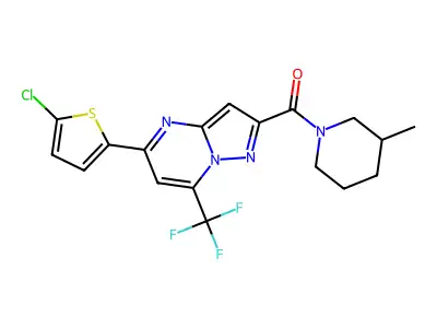 [5-(5-chlorothiophen-2-yl)-7-(trifluoromethyl)pyrazolo[1,5-a]pyrimidin-2-yl]-(3-methylpiperidin-1-yl)methanone structure