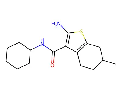 2-amino-N-cyclohexyl-6-methyl-4,5,6,7-tetrahydro-1-benzothiophene-3-carboxamide structure