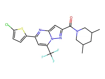 [5-(5-chlorothiophen-2-yl)-7-(trifluoromethyl)pyrazolo[1,5-a]pyrimidin-2-yl]-(3,5-dimethylpiperidin-1-yl)methanone structure