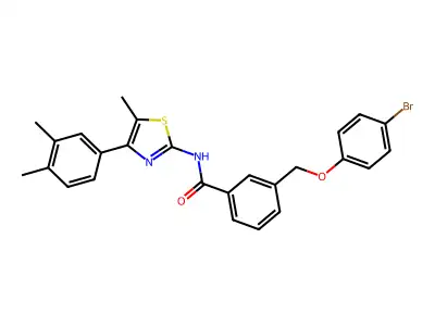 3-[(4-bromophenoxy)methyl]-N-[4-(3,4-dimethylphenyl)-5-methyl-1,3-thiazol-2-yl]benzamide structure
