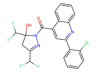 [3,5-bis(difluoromethyl)-5-hydroxy-4H-pyrazol-1-yl]-[2-(2-chlorophenyl)quinolin-4-yl]methanone structure