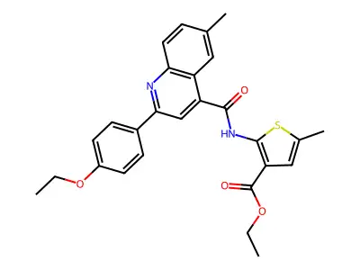 ethyl 2-({[2-(4-ethoxyphenyl)-6-methyl-4-quinolinyl]carbonyl}amino)-5-methyl-3-thiophenecarboxylate structure