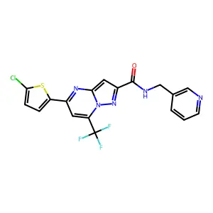 5-(5-chlorothiophen-2-yl)-N-(pyridin-3-ylmethyl)-7-(trifluoromethyl)pyrazolo[1,5-a]pyrimidine-2-carboxamide structure