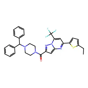 (4-benzhydrylpiperazin-1-yl)-[5-(5-ethylthiophen-2-yl)-7-(trifluoromethyl)pyrazolo[1,5-a]pyrimidin-2-yl]methanone structure