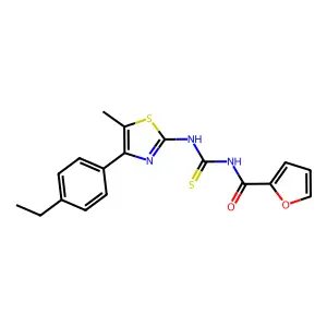 N-[[4-(4-ethylphenyl)-5-methyl-1,3-thiazol-2-yl]carbamothioyl]furan-2-carboxamide structure