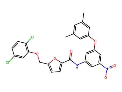 5-[(2,5-dichlorophenoxy)methyl]-N-[3-(3,5-dimethylphenoxy)-5-nitrophenyl]furan-2-carboxamide structure
