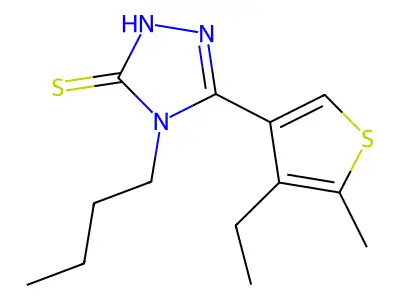 4-butyl-3-(4-ethyl-5-methylthiophen-3-yl)-1H-1,2,4-triazole-5-thione structure