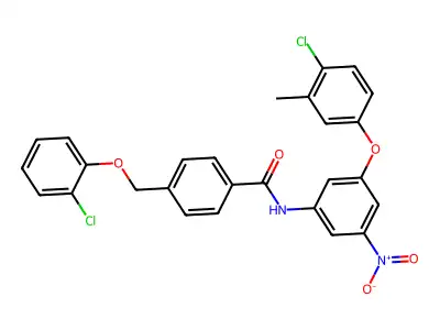 N-[3-(4-chloro-3-methylphenoxy)-5-nitrophenyl]-4-[(2-chlorophenoxy)methyl]benzamide structure