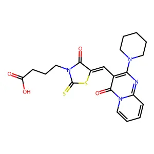 (Z)-4-(4-oxo-5-((4-oxo-2-(piperidin-1-yl)-4H-pyrido[1,2-a]pyrimidin-3-yl)methylene)-2-thioxothiazolidin-3-yl)butanoic acid structure