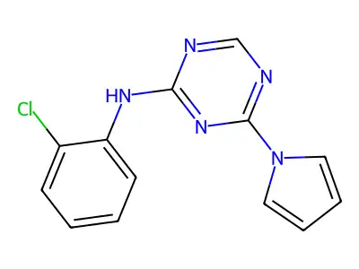 N-(2-chlorophenyl)-4-(1H-pyrrol-1-yl)-1,3,5-triazin-2-amine structure