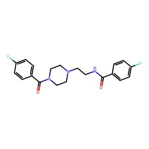 4-fluoro-N-[2-[4-(4-fluorobenzoyl)piperazin-1-yl]ethyl]benzamide structure