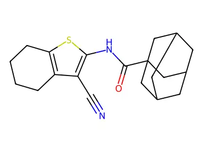 N-(3-cyano-4,5,6,7-tetrahydro-1-benzothien-2-yl)-1-adamantanecarboxamide structure